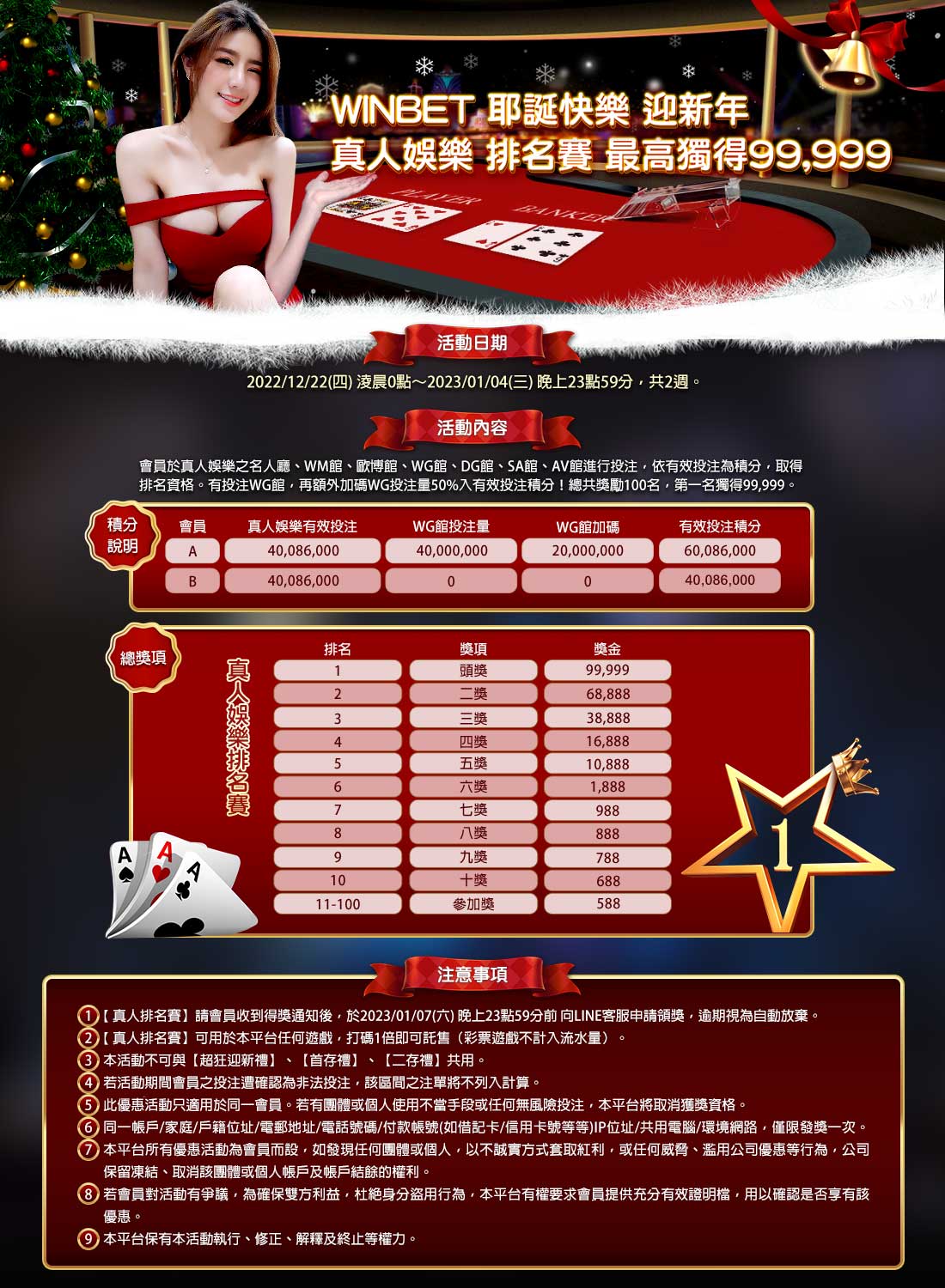 EX娛樂城-耶誕快樂 迎新年 真人娛樂 排名賽最高獨得99999